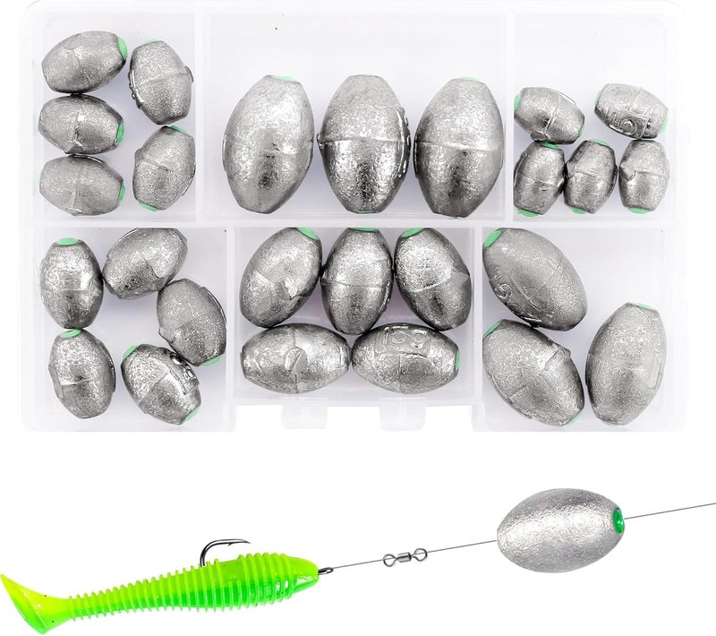 TKHDBF Egg Weights Egg Fishing Sinkers Lead Weights Catfish Weights Slide Sinkers for Fishing Line Assortment - Image 1